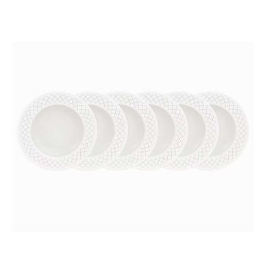 Conjunto com 6 Pratos Fundos Tramontina Ingrid em Porcelana 22 cm Branco