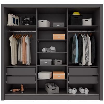 Guarda-Roupa Casal Bartira Village com 3 Portas 4 Gavetas e 243,1cm Grafite