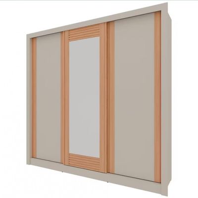 Guarda-Roupa Casal Bartira Village com 3 Portas 4 Gavetas Espelho e 243,1cm Areia