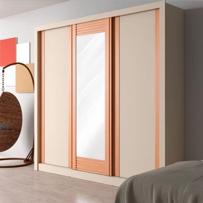 Guarda-Roupa Casal Bartira Village com 3 Portas 4 Gavetas Espelho e 243,1cm Areia