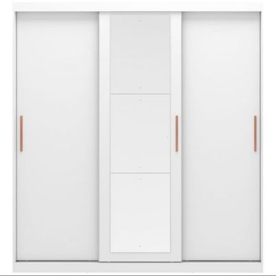 Guarda Roupa Casal Bartira Paris com Espelho 3 Portas de Correr e 2 Gavetas Branco