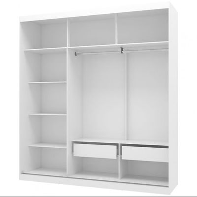 Guarda Roupa Casal Bartira Paris com Espelho 3 Portas de Correr e 2 Gavetas Branco