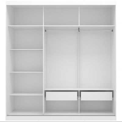 Guarda Roupa Casal Bartira Paris com Espelho 3 Portas de Correr e 2 Gavetas Branco
