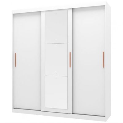 Guarda Roupa Casal Bartira Paris com Espelho 3 Portas de Correr e 2 Gavetas Branco