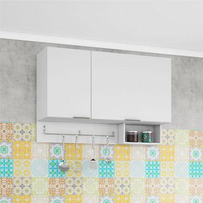 Armário Basculante Rubi com Suporte para Utensílios Bartira Branco