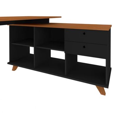 Escrivaninha Artany Gold com 2 Gavetas e 5 Nichos Freijó com Preto