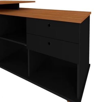 Escrivaninha Artany Gold com 2 Gavetas e 5 Nichos Freijó com Preto