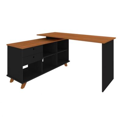 Escrivaninha Artany Gold com 2 Gavetas e 5 Nichos Freijó com Preto