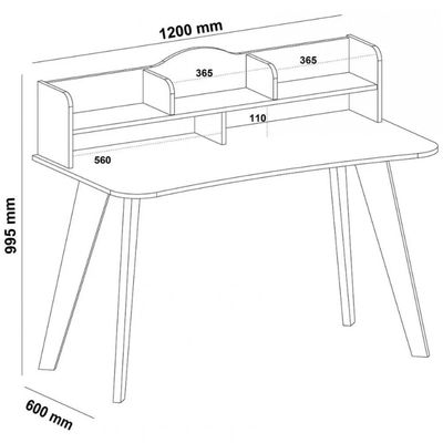 Escrivaninha Artely Sofia com Nichos 120cm de largura Branco Fosco