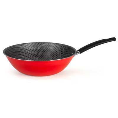 Frigideira Wok Multiflon Essencial Oriental com Revestimento Antiaderente Ultra 7 Vermelha 28 cm Vermelho