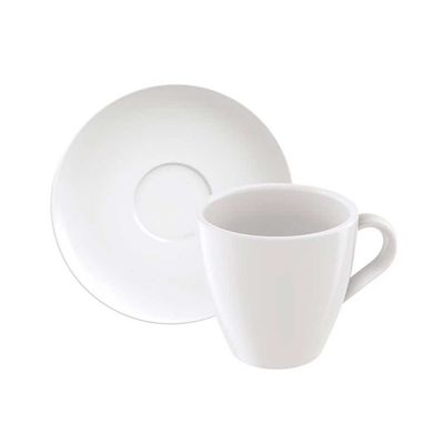 Conjunto com 6 Xícaras e Pires para Capuccino Tramontina Paola em Porcelana 200 ml Branco