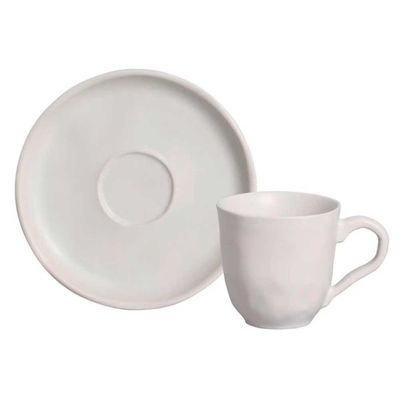 Conjunto com 6 Xícaras e Pires para Café Porto Brasil Bio Vit em Stoneware - 120 ml Cinza