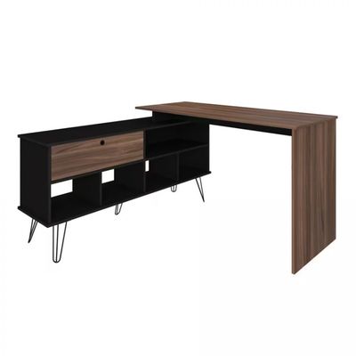 Escrivaninha Artany Dubai com 1 Porta Basculante e 5 Nichos Ipe com Preto