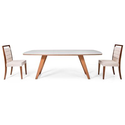Mesa de Jantar Moara 75x180x100 cm Herval Off White com Amêndoa