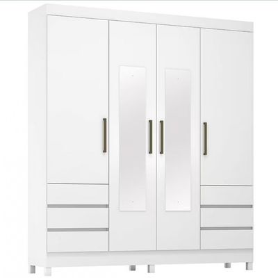 Guarda-Roupa Casal Demóbile Mônaco 4 Portas 6 Gavetas com Espelho 195cm Branco