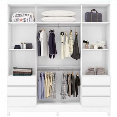 Guarda-Roupa Casal Demóbile Mônaco 4 Portas 6 Gavetas com Espelho 195cm Branco