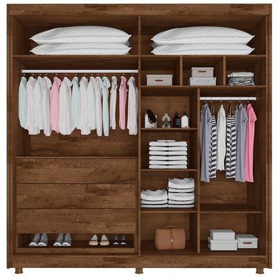 Guarda-Roupa Europa Palermo com 4 Portas e 3 Gavetas Brauna