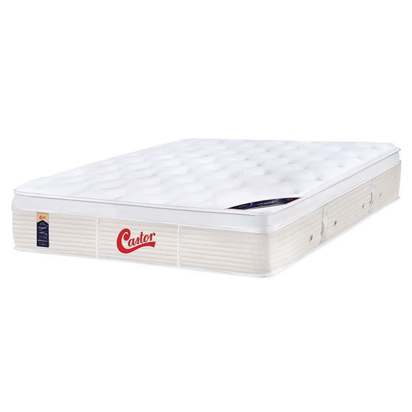 Colchão Casal Castor Gold Star Vitagel com Molas Ensacadas e Euro Pillow 32x138x188 cm Branco com Bege