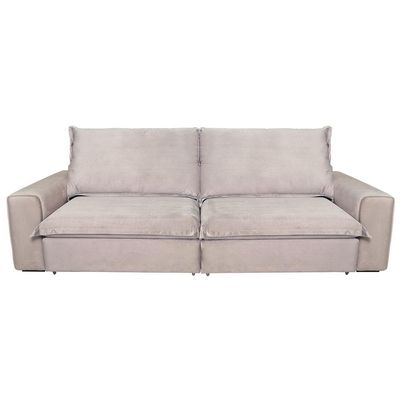 Sofá 5 Lugares Luizzi Greco Retrátil Reclinável e Revestido em Tecido Veludo Slim 290cm Capuccino