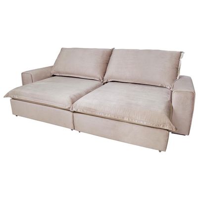 Sofá 5 Lugares Luizzi Greco Retrátil Reclinável e Revestido em Tecido Veludo Slim 290cm Capuccino