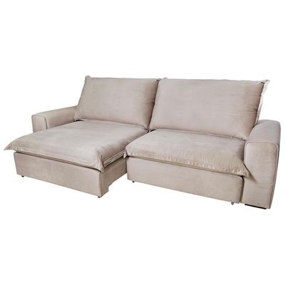 Sofá 5 Lugares Luizzi Greco Retrátil Reclinável e Revestido em Tecido Veludo Slim 290cm Capuccino
