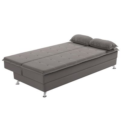 Sofá Cama Malu Suede Veludo com Pés de Alumínio Besthouse Cinza