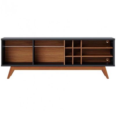 Rack Colibri Noronha 180cm para TV de Até 70 Polegadas Preto Fosco com Noce Milano