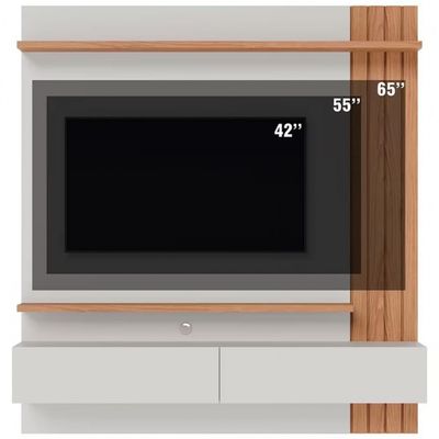 Painel Home Suspenso Colibri Juriti com 150 cm de Largura, Ideal para TV de Até 65 Off White Matte/Freijó