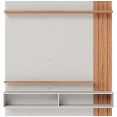 Painel Home Suspenso Colibri Juriti com 150 cm de Largura, Ideal para TV de Até 65 Off White Matte/Freijó