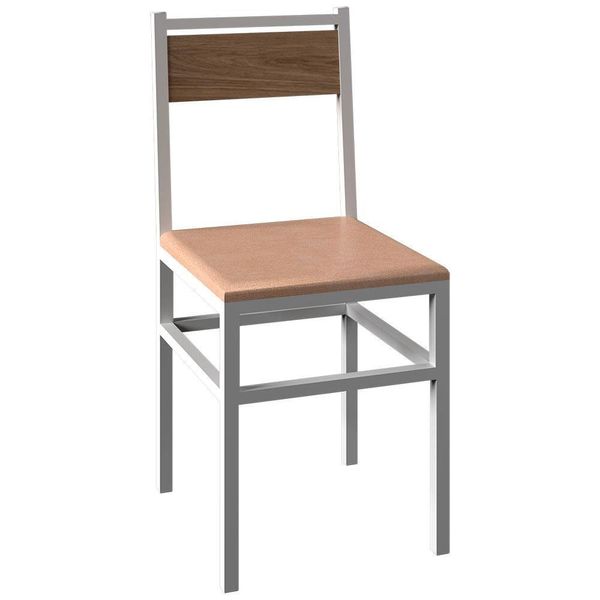 Cadeira Fabone Conceito com Assento em Material Sintético Branco, Natura e Bege Cadeira Fabone Conceito com Assento em Material Sintético Branco, Natura e Bege