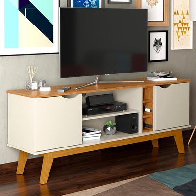 Rack Patrimar Marselha para TV de até 50 Off White com Cedro