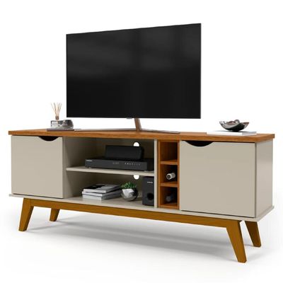 Rack Patrimar Marselha para TV de até 50 Off White com Cedro