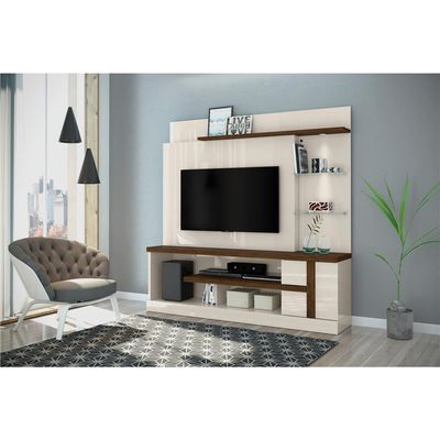 Estante Home Theater Madetec Alan para TV de até 55 Off White com Savana