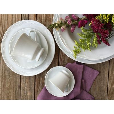 Conjunto de Xícaras para Chá Germer Cottage em Porcelana 240 ml 6 Peças Branco