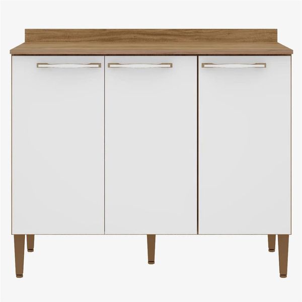Balcão Triplo Safira Plus com 3 Portas Bartira Damasco com Branco Balcão Triplo Safira Plus com 3 Portas Bartira Damasco com Branco