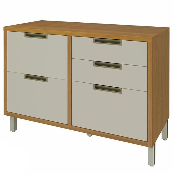 Balcão Nesher Imperatriz 1 Porta 4 Gavetas 120cm Freijo e Off White Balcão Nesher Imperatriz 1 Porta 4 Gavetas 120cm Freijo e Off White