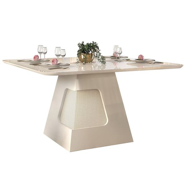 Mesa de Jantar Moema 80 x 136 cm DJ Móveis Off White Mesa de Jantar Moema 80 x 136 cm DJ Móveis Off White