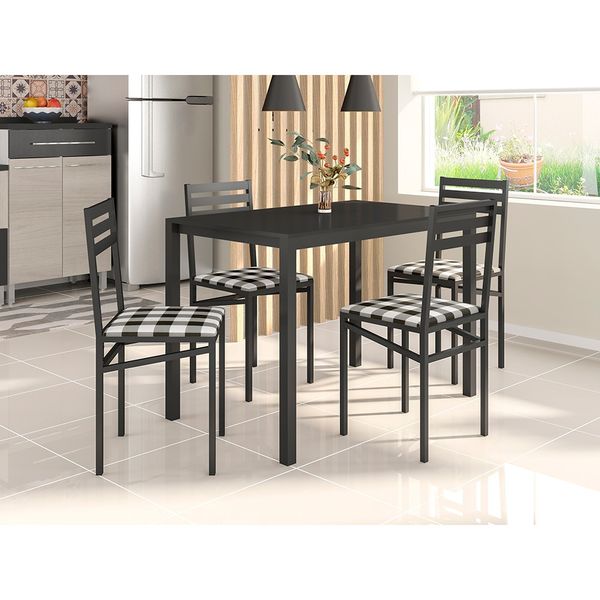Mesa de Jantar 4 Cadeiras Bartira Vita New Assento em Espuma Preto