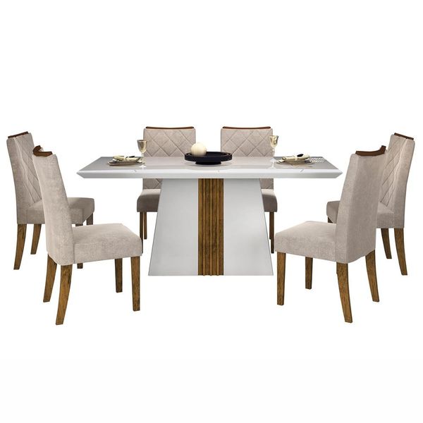 Mesa de Jantar Raquel 79,5x170cm DJ Móveis Branco Mesa de Jantar Raquel 79,5x170cm DJ Móveis Branco