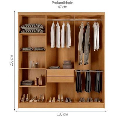 Guarda-Roupa Holanda 6 Portas e 2 Gavetas Rufato Imbuia com Blonde
