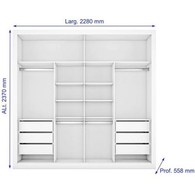 Guarda-Roupa Made Marcs Sevilha com 2 Portas, 6 Gavetas Branco Acetinado