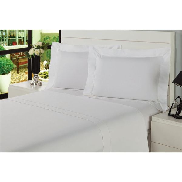 Jogo de Cama Casal Plumasul Premium Pure 230 Fios com 4 Peças Branco