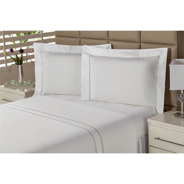 Jogo de Cama Casal Plumasul Premium Clean 230 Fios com 4 Peças Branco