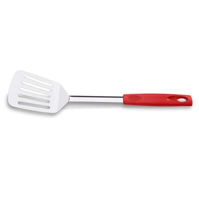 Espátula Perfurada Brinox Asti em Aço Inox com Cabo de Polipropileno Vermelho