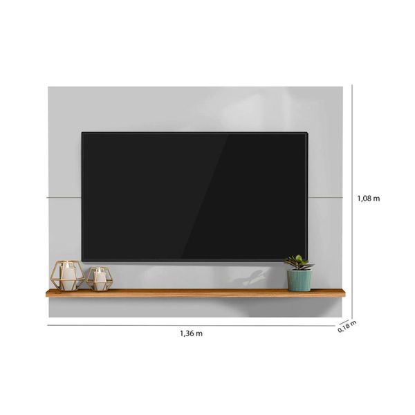 Painel Tebarrot Vênus para TV de até 55 polegadas Branco com Madeira Painel Tebarrot Vênus para TV de até 55 polegadas Branco com Madeira