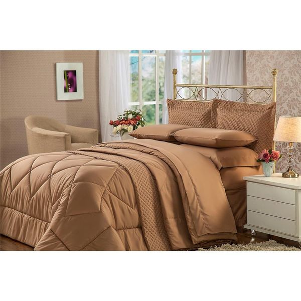 Jogo de Cama King Plumasul Soft Touch 4 Peças Café