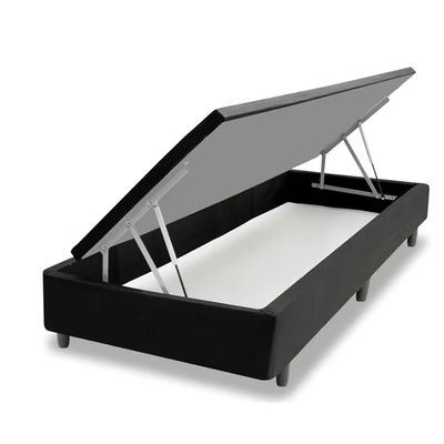 Base Box para Colchão de Solteiro MGA Lift Cotton com Baú e Pistão à Gás 39x88x188cm Preto