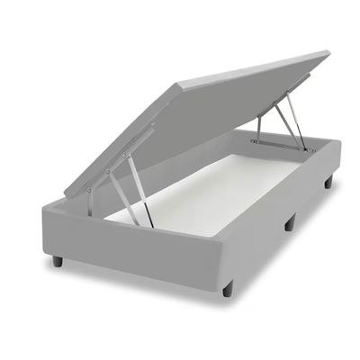 Base Box para Colchão de Solteiro MGA Lift Cotton com Baú e Pistão à Gás 39x88x188cm Cinza