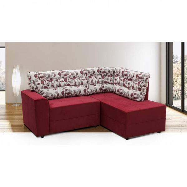 Sofá de Canto Bello com Revestimento em Tecido Veludo Master Vinho Sofá de Canto Bello com Revestimento em Tecido Veludo Master Vinho