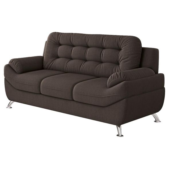 Sofá 3 Lugares Mercury em Tecido Suede 200cm Linoforte Marrom